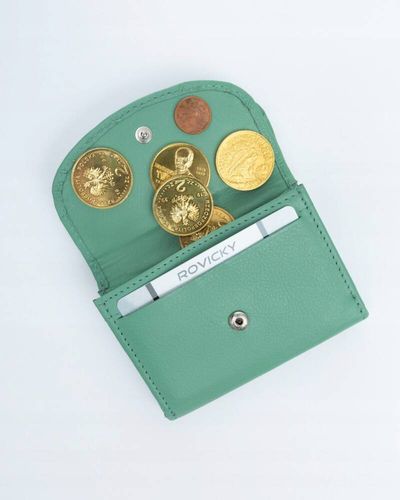 elegancki, mały portfel damski na zatrzask ze skóry naturalnej - rovicky na Arena.pl