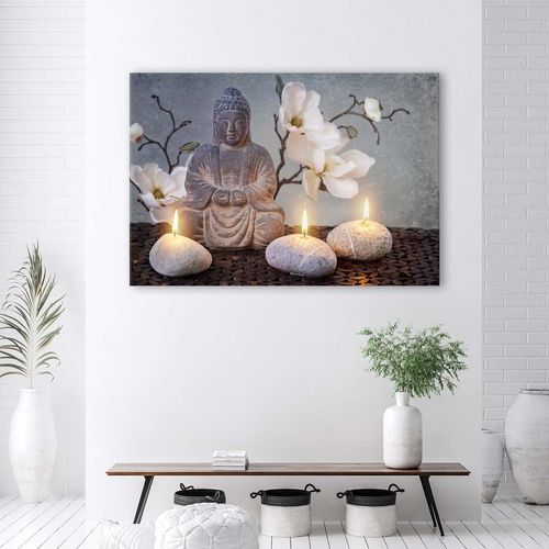 OBRAZ NA PŁÓTNIE Zen Budda Świece Orchidea 120x80 na Arena.pl