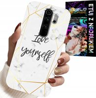 ETUI DO XIAOMI REDMI 9 - BIAŁY MARMUREK W ZŁOTE RAMKI LOVE YOU
