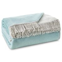 Koc narzuta DUO 150x200 Eurofirany kremowy miętowy frędzle