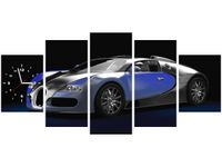70CM 150CM ZEGAR 5 ELEM BŁĘKITNE BUGATTI VEYRON DRUK OBRAZ