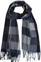 Cashmere - ciepły szalik frędzle dwustronny krata szary 08 200cm x 70cm