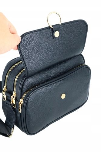 Torebka mała przewieszka miejska klasyczna długi pasek klapeczka CZARNA na Arena.pl