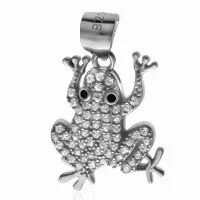 RODOWANY SREBRNY WISIOREK ŻABA ŻABKA FROG CYRKONIE