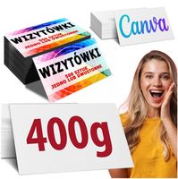 400g! WIZYTÓWKI 500 szt JEDNO DWUSTRONNE MEGA SZTYWNE 500+100 Gratis! =600