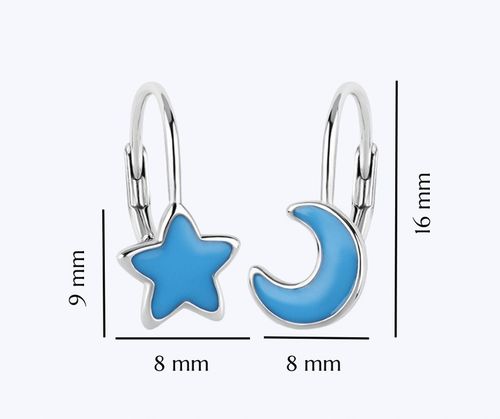 KOLCZYKI SREBRNE DLA DZIEWCZYNKI ŚWIECĄCE W CIEMNOŚCI GWIAZDKA KSIĘŻYC 925 na Arena.pl