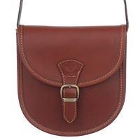 VERA PELLE torebka damska skórzana listonoszka z paskiem V607 brązowa