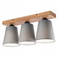 PLAFON LAMPA SUFITOWA LAMKUR LULA 47652 BOHO MATERIAŁOWY KLOSZ SZARY/DREWNO