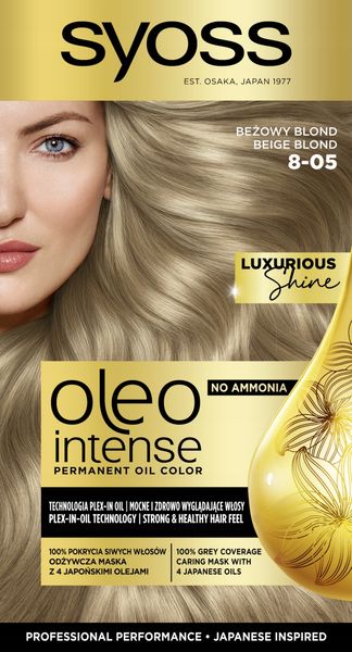 SYOSS OLEO INTENSE FARBA DO WŁOSÓW TRWAŁA BEZ AMONIAKU NR 8-05 BEŻOWY BLOND zdjęcie 2