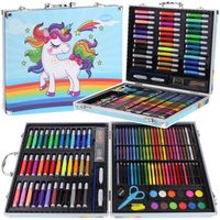 Zestaw Artystyczny do Malowania Kredki Farby Mazaki Walizka 150 el. - Blue