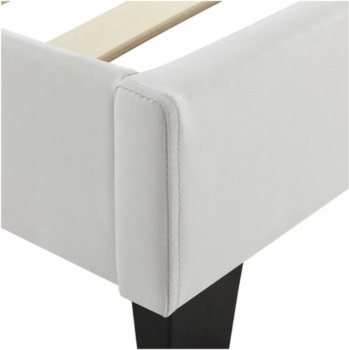 Łóżko tapicerowane z oświetleniem LED i stelażem 140 cm białe na Arena.pl