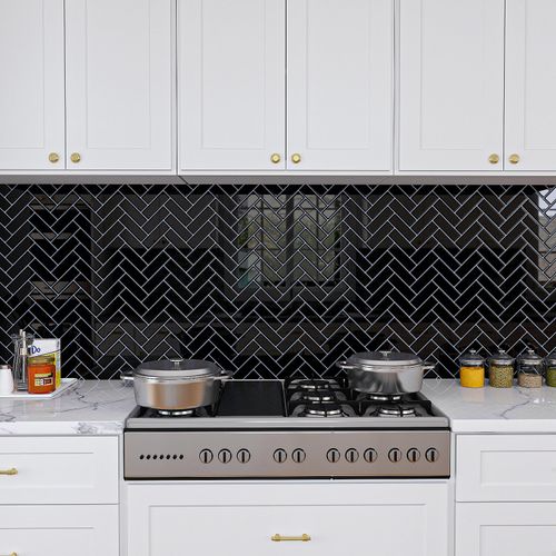 Panele Ścienne 3D Samoprzylepne Wzór Jodełka Czarne 30x30 cm Zestaw 20 Szt na Arena.pl