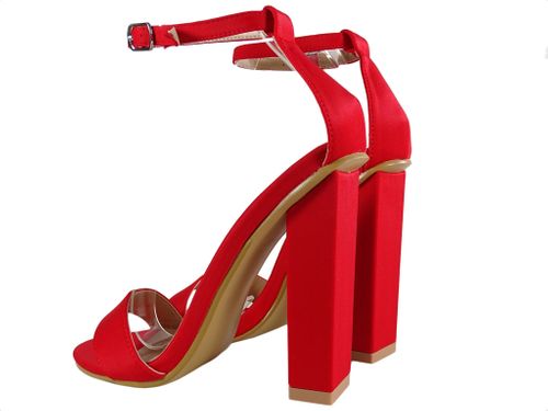 Czerwone sandałki na słupku z paskiem w kostce 36 na Arena.pl