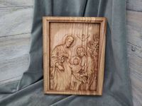 Płaskorzeźba drewniana obraz Święta Rodzina III rama prezent ślub rocznica