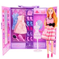 LALKA + SZAFA DLA LALEK GARDEROBA + UBRANIA BUTY ZESTAW PREZENT AKCESORIA