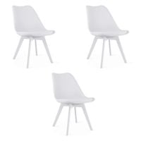 Krzesło do kuchni i jadalni MARK białe z siedziskiem z ekoskóry x3
