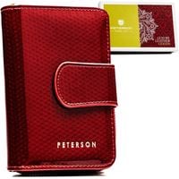skórzany portfel damski na zatrzask w czerwonym kolorze - peterson