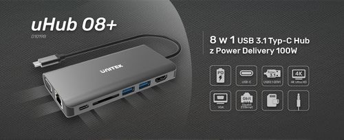 Unitek Hub USB-C 3.1 8w1 z Power Delivery 100W na Arena.pl