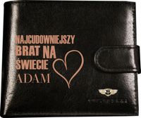 Portfel męski skórzany GRAWEROWANY prezent dla brata TWÓJ NAPIS + imię