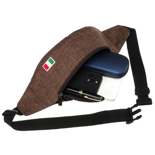 miejska saszetka w brązowym kolorze zawieszona na regulowanym pasku na Arena.pl