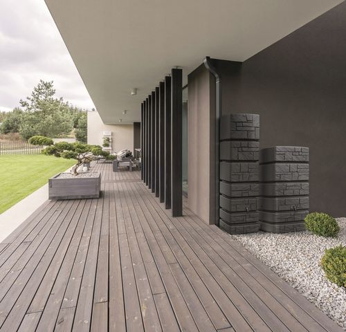 500 ZBIORNIK na DESZCZÓWKĘ POJEMNIK BECZKA WODĘ Antracyt Kamień + ZBIERACZ na Arena.pl