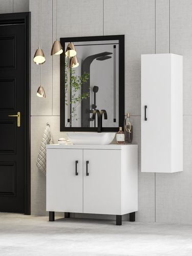 Szafka łazienkowa ROCO 80 biała z umywalką Lara (W2) na Arena.pl