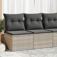 2-cz sofa ogrodowa z poduszkami, jasnoszary, rattan PE i akacja