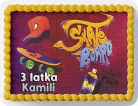 PROSTOKĄTNY OPŁATEK NA TORT A4 20x29CM - DESKOROLKA ROLKI + IMIĘ