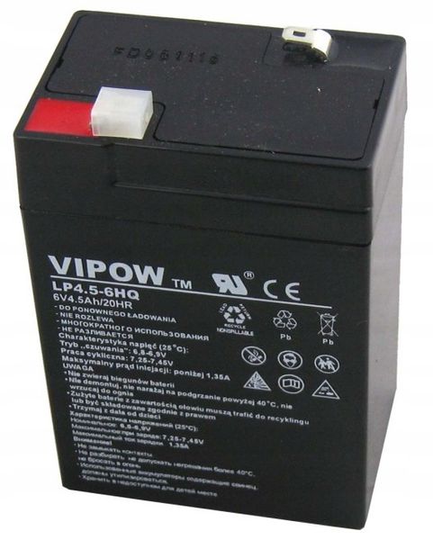 Profesjonalny Akumulator Żelowy Vipow 6V 4.5 zdjęcie 1