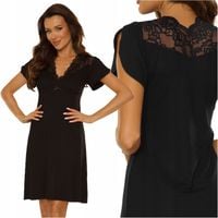 Koszula nocna damska z koronką De Lafense Lilian 754 czarna M 38