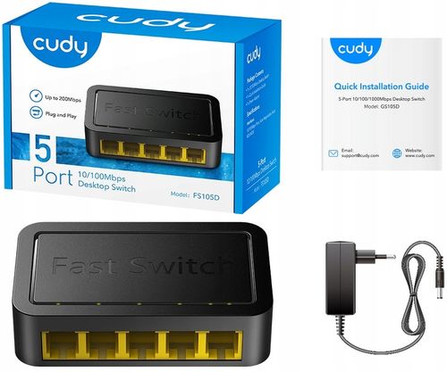 Switch 5 portów Cudy FS105D 100Mb/s Fast desktop na Arena.pl