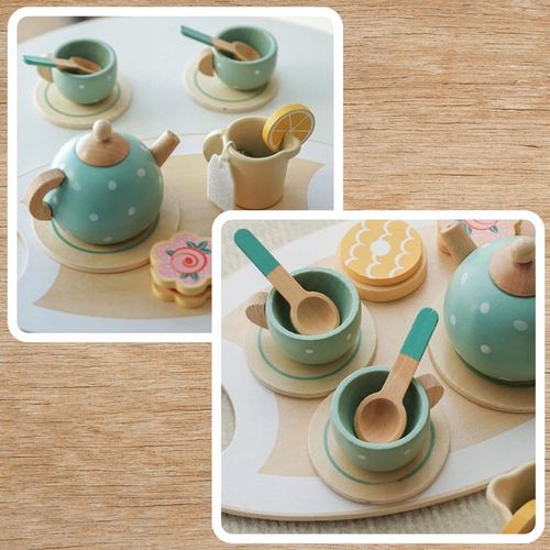 ZESTAW DO HERBATY KAWY DLA DZIECI DREWNIANY SERWIS KAWOWY DO ZABAWY PREZENT na Arena.pl
