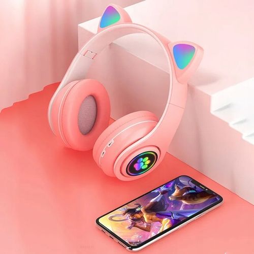 SŁUCHAWKI BEZPRZEWODOWE Z MIKROFONEM KOLOROWE KOCIE USZY LED DLA na Arena.pl