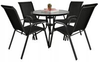 ZESTAW MEBLI OGRODOWYCH BALKON TARAS STÓŁ FI60 + 4x KRZESŁA MINORKA CZARNY