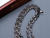 CZARNY ŁAŃCUSZEK + KRZYŻYK CZARNA STAL CHIRURGICZNA 316L SPLOT KRÓLEWSKI