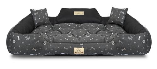 Legowisko dla psa kojec KINGDOG 115x95 cm wodoodporne kości srebrne na Arena.pl