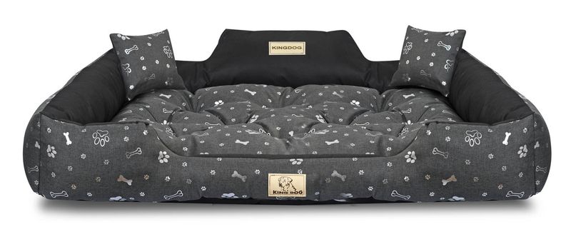 Legowisko dla psa kojec KINGDOG 115x95 cm wodoodporne kości srebrne zdjęcie 2