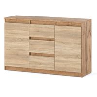 Komoda Nowoczesna Do Sypialni Agnes 3 Szuflady Rtv 120cm Dąb Wotan Sonoma