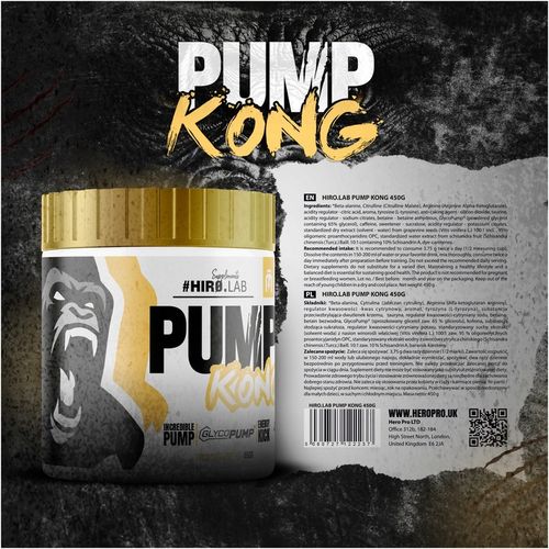 PRZEDTRENINGÓWKA POMPA CYTRULINA ARGININA GLICEROL 450g Pump Kong HIRO na Arena.pl