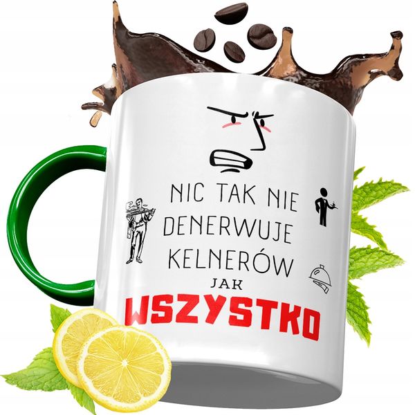 Kubek Zielony Dla Kelnera Kelnerki Na Prezent Z Nadrukiem Ze Zdjęciem zdjęcie 1