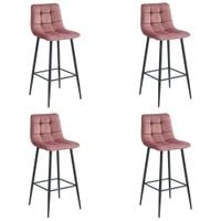 Hoker barowy ARCETO welur ciemny róż nogi czarne do jadalni kuchni x4