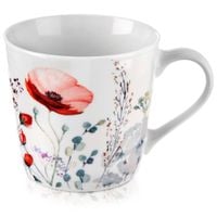 Kubek Porcelanowy do Picia Kawy Herbaty Ziół Napojów Kwiaty Maki 430 ml