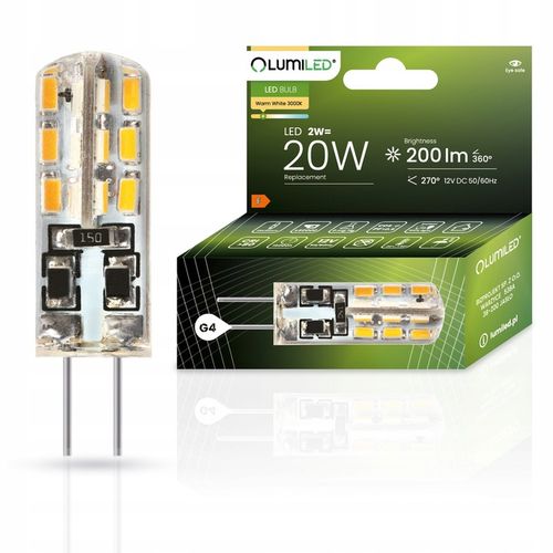 10x Żarówka LED KAPSUŁKA MINI G4 2W = 20W 3000K CIEPŁA BARWA 12V LUMILED na Arena.pl