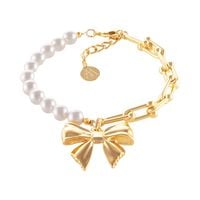 Bransoletka z pereł i łańcucha, z gładką kokardką Aria Princess Collection