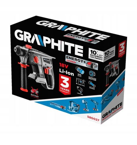 MŁOTOWIERTARKA AKUMULATOROWA BEZSZCZOTKOWA ENERGY+ BEZ AKUMULATORA GRAPHITE na Arena.pl