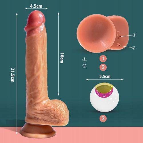 realistyczne dildo Analne wibrator z pilotem 21.5cm, 8 wibracji i 6 pchnięć na Arena.pl