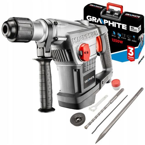 GRAPHITE MŁOT UDAROWY ELEKTRYCZNY SDS-MAX 1250W kujacy WALIZKA 58G874 DŁUTA na Arena.pl