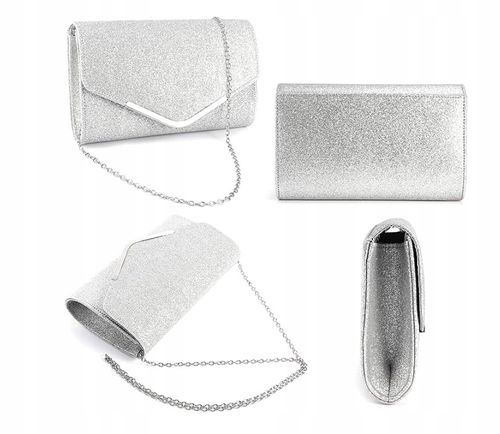 Wieczorowa Srebrna Torebka Kopertówka Wizytowa na Arena.pl