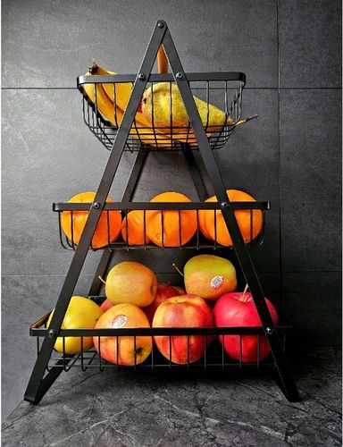 Koszyk TRZYPOZIOMOWY 3 piętrowy na owoce warzywa metalowy czarny Z na Arena.pl