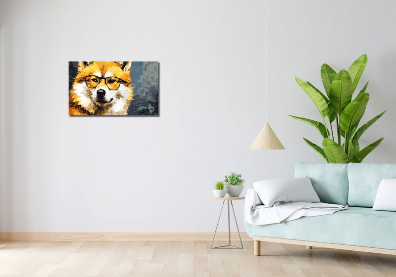 Obraz 70x40cm Intelektualny Psiak zdjęcie 2